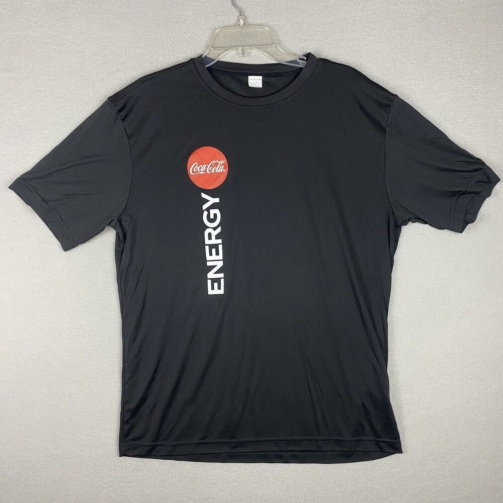 Coca Cola Energy Black Advertising Tee Shirt Size Large Polyester Short Sleeve